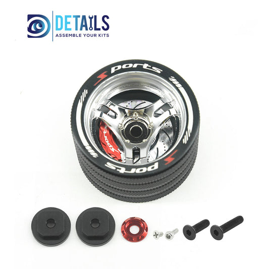 DTEL01044 Aluminum RC Transmitter Steering Handwheel for Sanwa/ Futaba/NB4/ 7PX/X9  Black silver