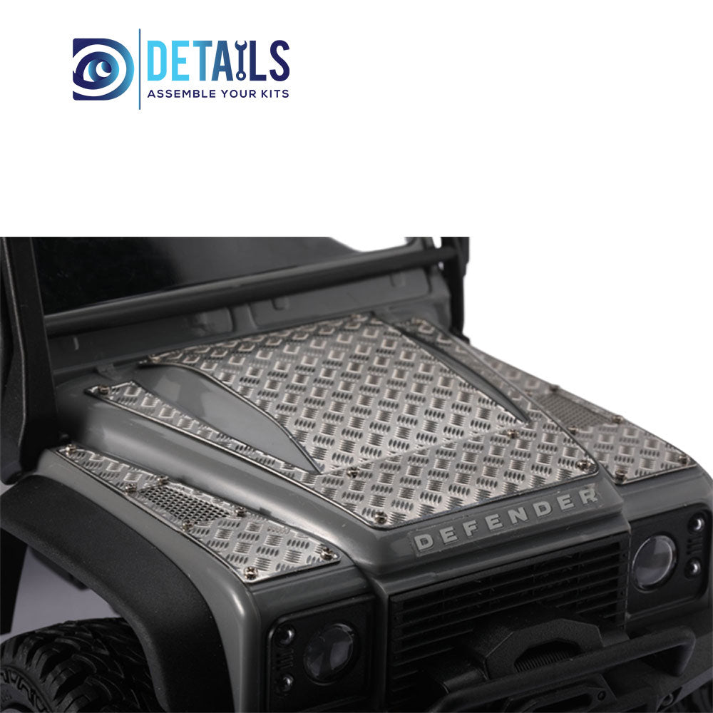 Hood Metal Antiskid Board Decoration for 1/18 TRX-4M Land Rover Defender