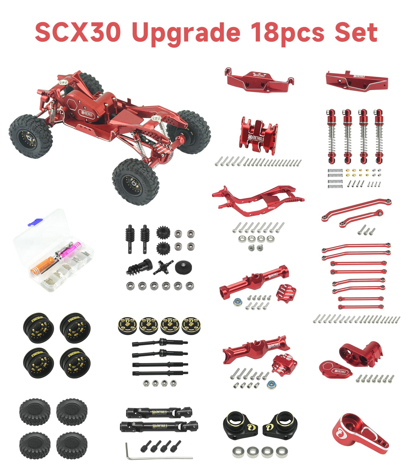 Hobbydetails SCX30 upgrading Parts Red Color 18sets