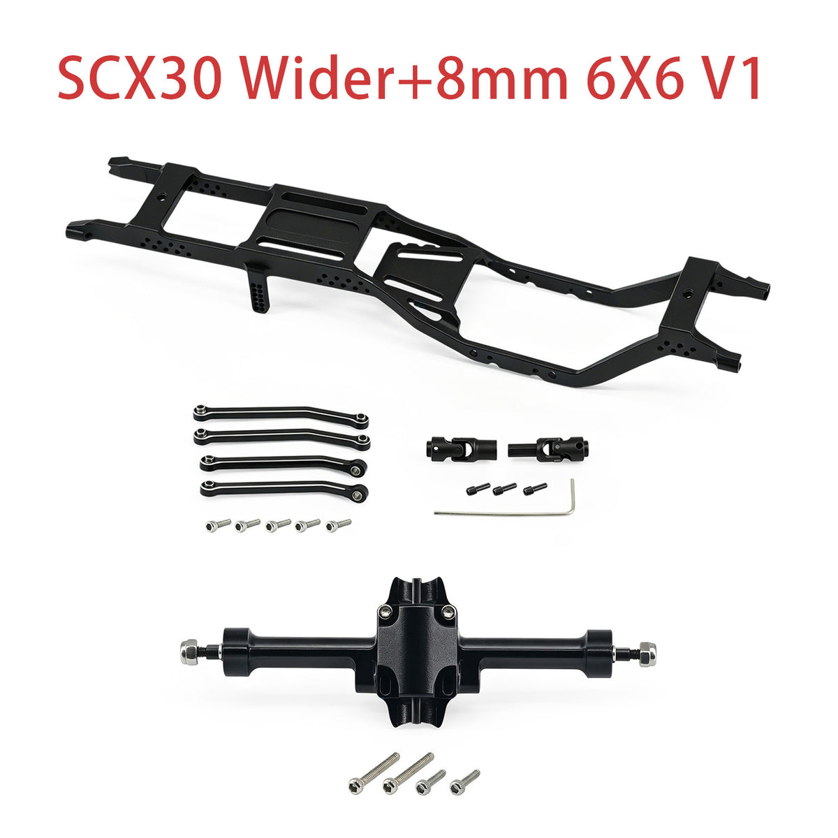 HobbyDetails Upgrades Parts to 6X6 Chassis Set for Stock SCX30 Cars V1 Wider +4mm