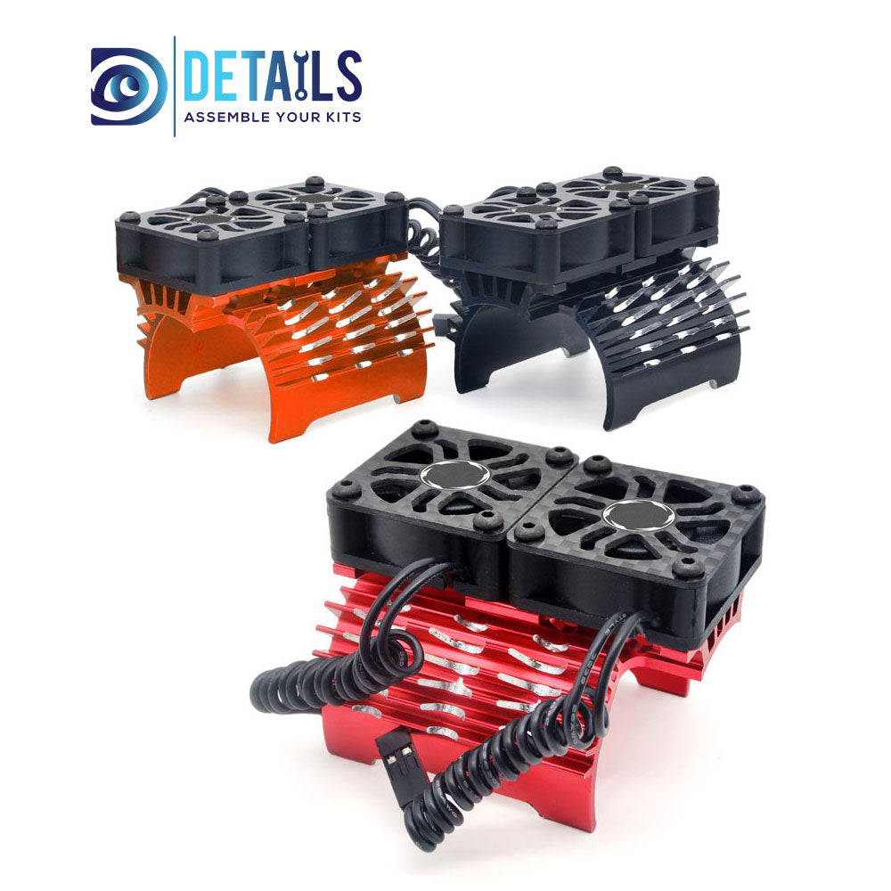 Hobby Details 40/42mm RC Car Twins Motor Cooling Fan with Heatsink 27000RPM