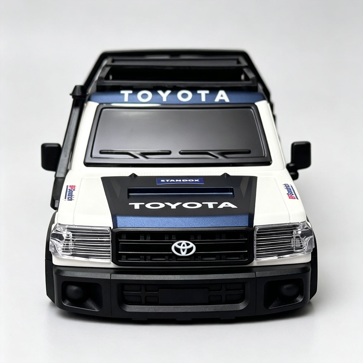 HobbyDetails Hand-Painted Blue & White Toyota LC79 Body with Stickers for SCX30 Jeep/Bronco/K10 Crawler