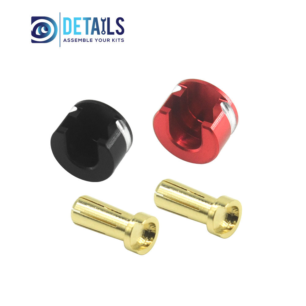 Hobby Details LOWPRO Heatsink Bullet Plug Grips with 5mm Bullets (Black/Red) Low profile 5.0mm 14mm