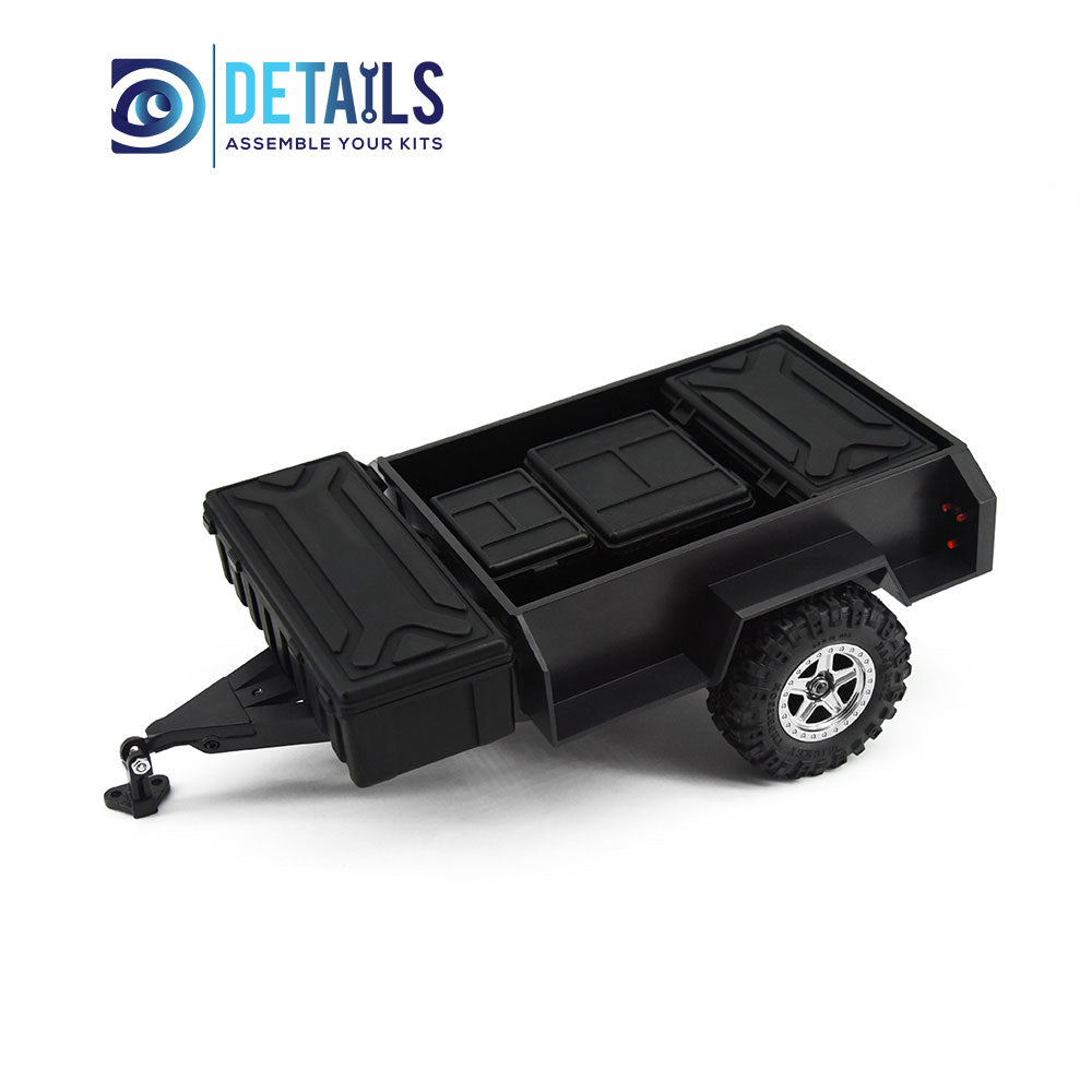 Hobby Details Plastic Mini Trailer for 1/18 1/24cars 124x78x30mm, total length 230mm with boxes A：Red boxes B：Black boxes
