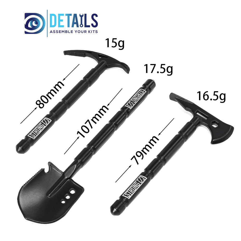 Hobby Details Shovel and pickaxe 3pcs/set
