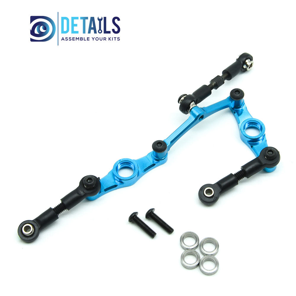 Aluminum Steering Set Steering&Rods Set for Tamiya 1/10 TT01 -Blue