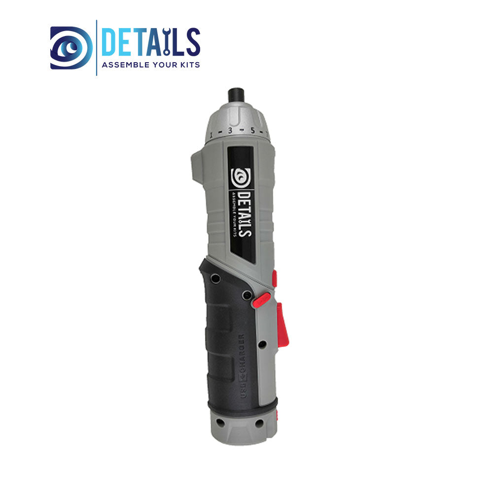Power1 Electric Mini Screwdriver with Titanium Tips 1set 3.6v, 1300mAh, 180rpm, 3.5Nm, Chuck 6.35mm Hex, 400g weight, 18650 Battery Hex1.5/2.0/ 2.5/3.0mm/ 1set
