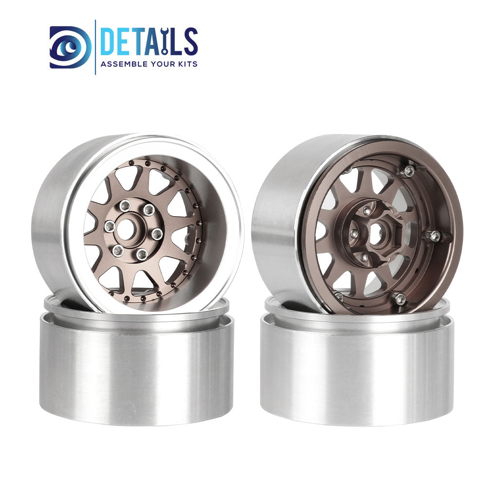 Hobby Details Offset -10mm Aluminum 2.2" Wheel Rim for 1/10 RC Crawler SCX10 Pro TRX4 VS4-10 Gen8 TRX6 CAPRA 4pcs/set A:Black B:Silver C:Titanium D:Copper