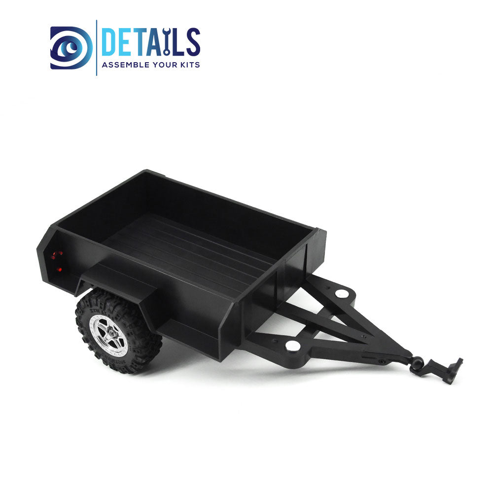 Hobby Details Plastic Mini Trailer for 1/18 1/24cars 124x78x30mm, total length 230mm Black