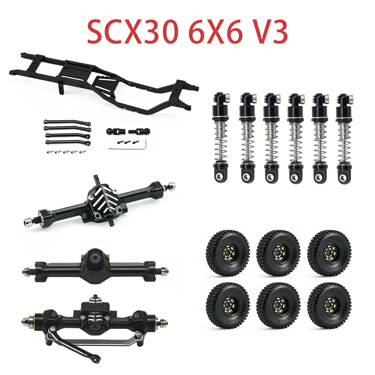 Hobbydetails SCX30 6X6 Metal Parts Aluminum Set