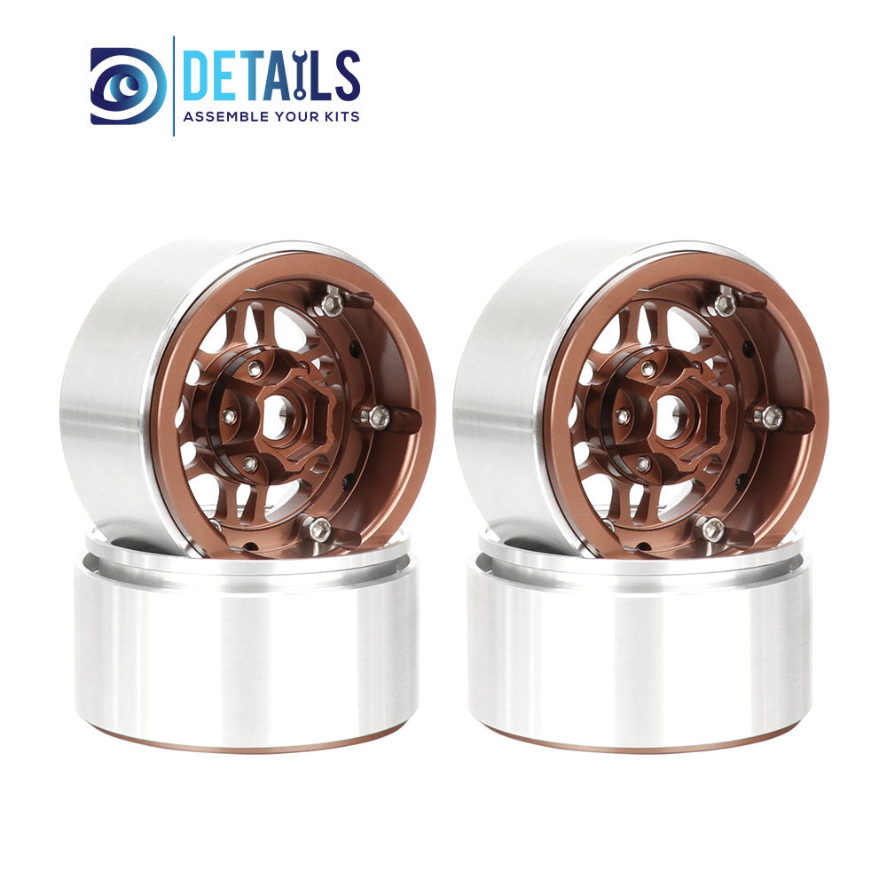 Offset -10mm Aluminum 1.9" Beadlock Wheel Rim for 1/10 RC Crawler SCX10 Pro TRX4 VS4-10 Gen8 TRX6 CAPRA 4pcs/set B