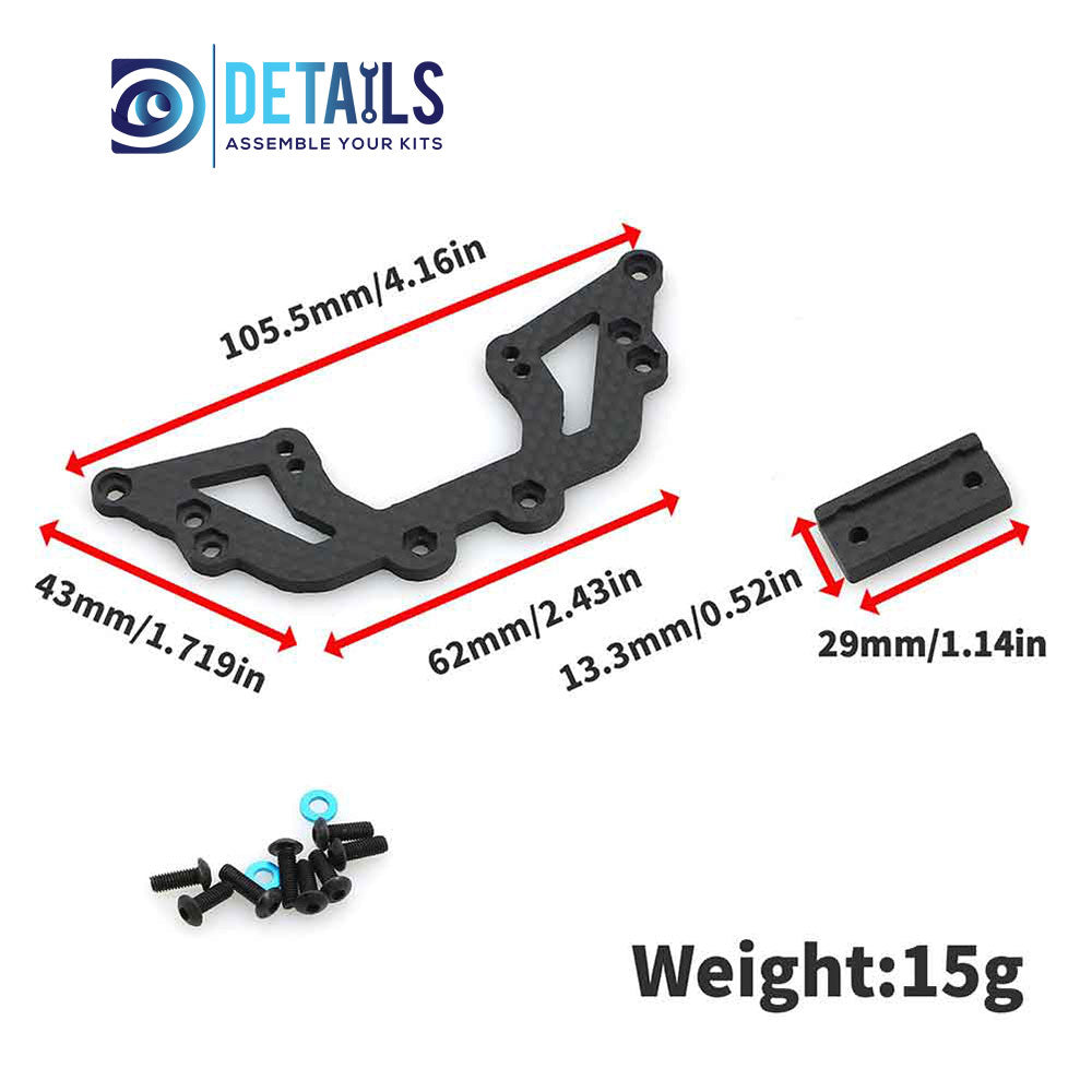 Carbon Fiber Second Floor Steering Mount Front Gearbox Mount For 1/10 TAMIYA XV01 RC Car Parts