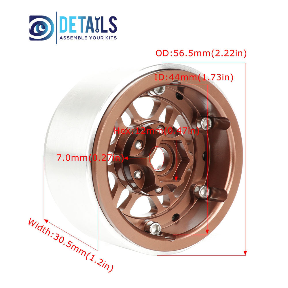 Offset -10mm Aluminum 1.9" Beadlock Wheel Rim for 1/10 RC Crawler SCX10 Pro TRX4 VS4-10 Gen8 TRX6 CAPRA 4pcs/set B