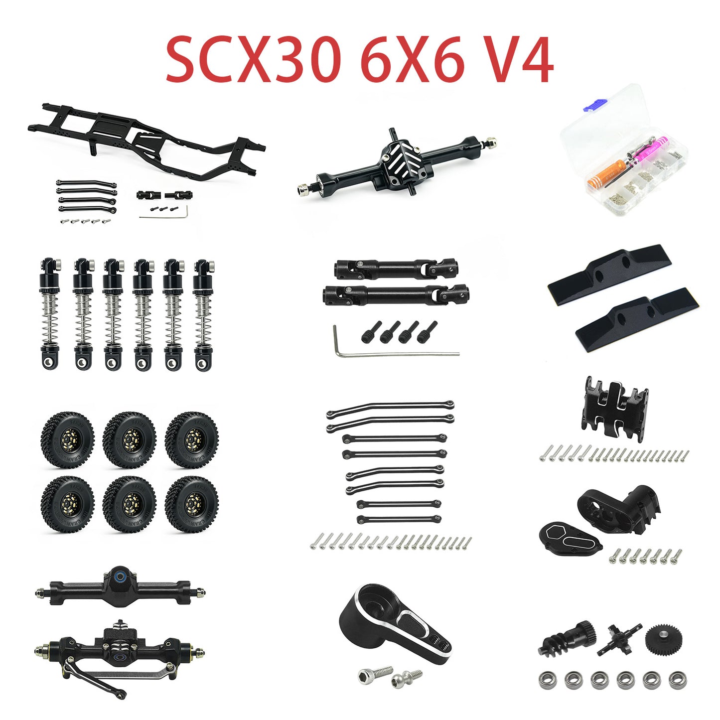 SCX30 6X6 Chassis KIT Upgrading Set with 3D Print LC79 Body
