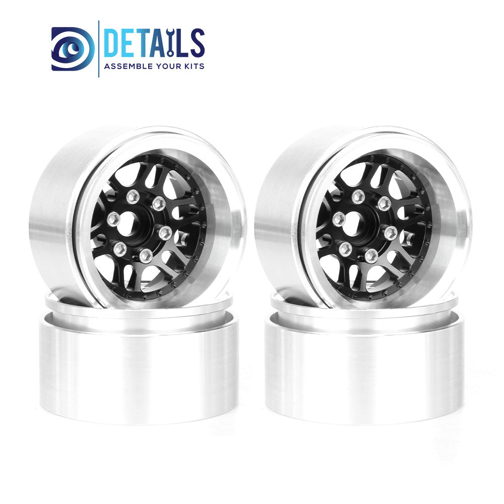 Offset -10mm Aluminum 1.9" Beadlock Wheel Rim for 1/10 RC Crawler SCX10 Pro TRX4 VS4-10 Gen8 TRX6 CAPRA 4pcs/set B