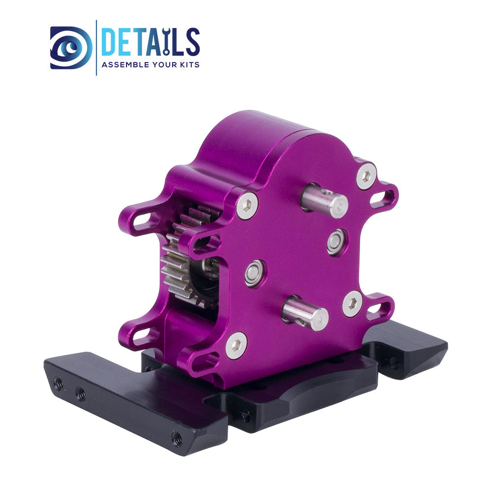 Hobby Details CNC Aluminum Dual Transmission Overdrive Gearbox Installable 2 Motors for 1/10 RC Crawler Upgrade Parts A:Black B:Red C:Purple