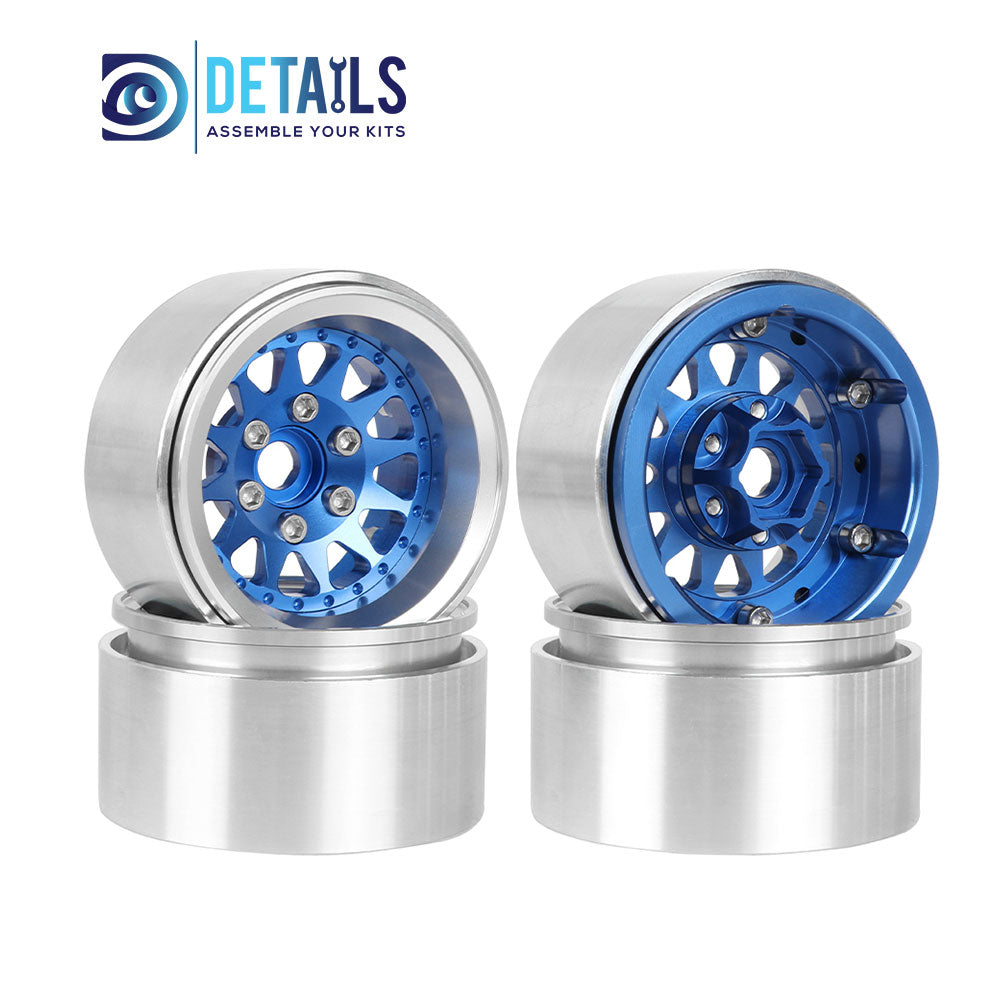 Hobby Details Offset -10mm Aluminum 1.9" Wheel Rim for 1/10 RC Crawler SCX10 Pro TRX4 VS4-10 Gen8 TRX6 CAPRA 4pcs/set A:Black B:Titanium C:Copper D:Blue