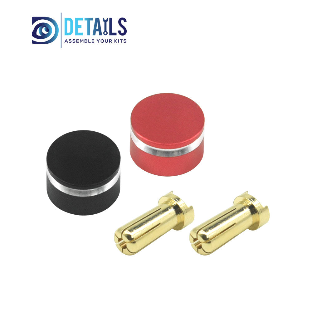 Hobby Details LOWPRO Heatsink Bullet Plug Grips with 5mm Bullets (Black/Red) Low profile 5.0mm 14mm