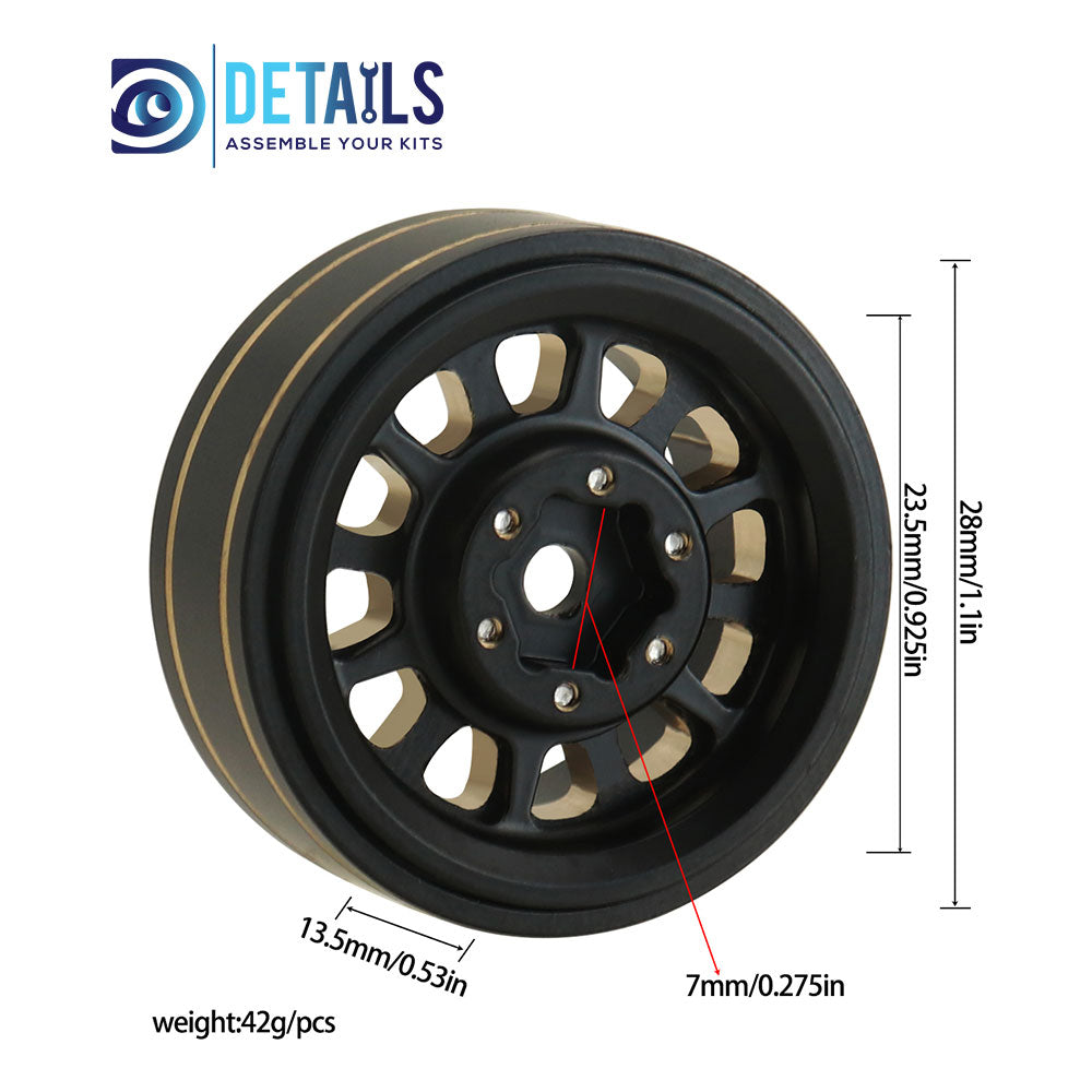1.1" Brass Crawler Wheels black gold color For SCX24 TRX4M 4pcs/set