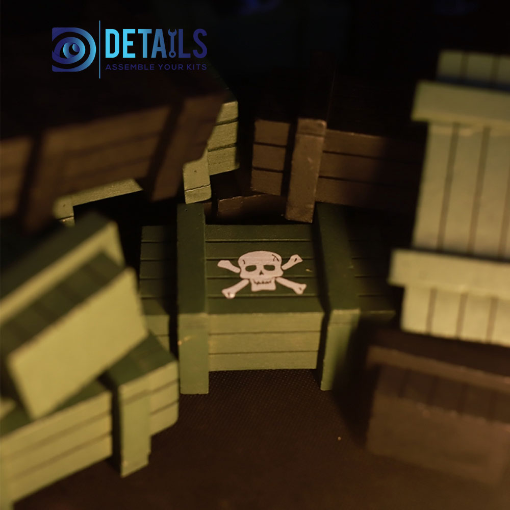 Hobby Details Wooden Box Decorative Accessory for 1/10 RC Crawler A:Black B:Army Green