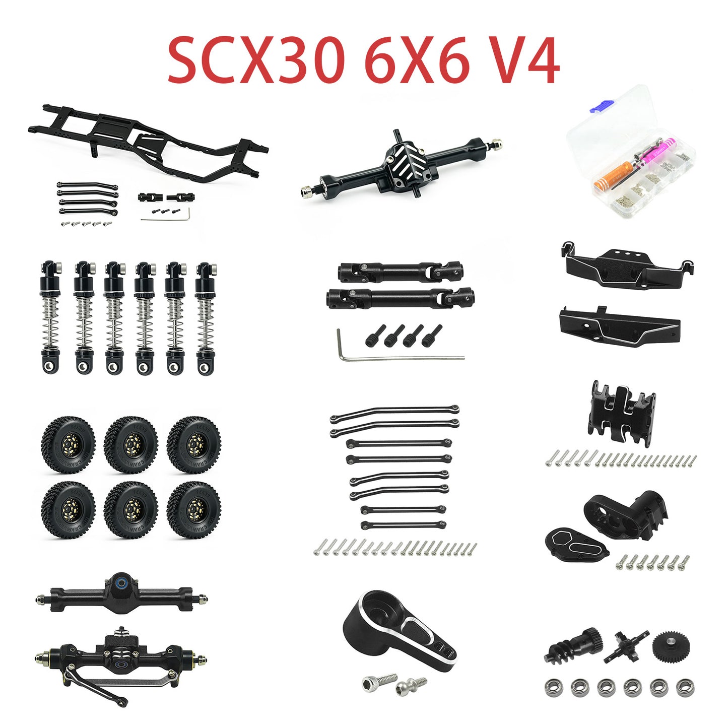 Hobbydetails SCX30 6X6 Metal Parts Aluminum Set