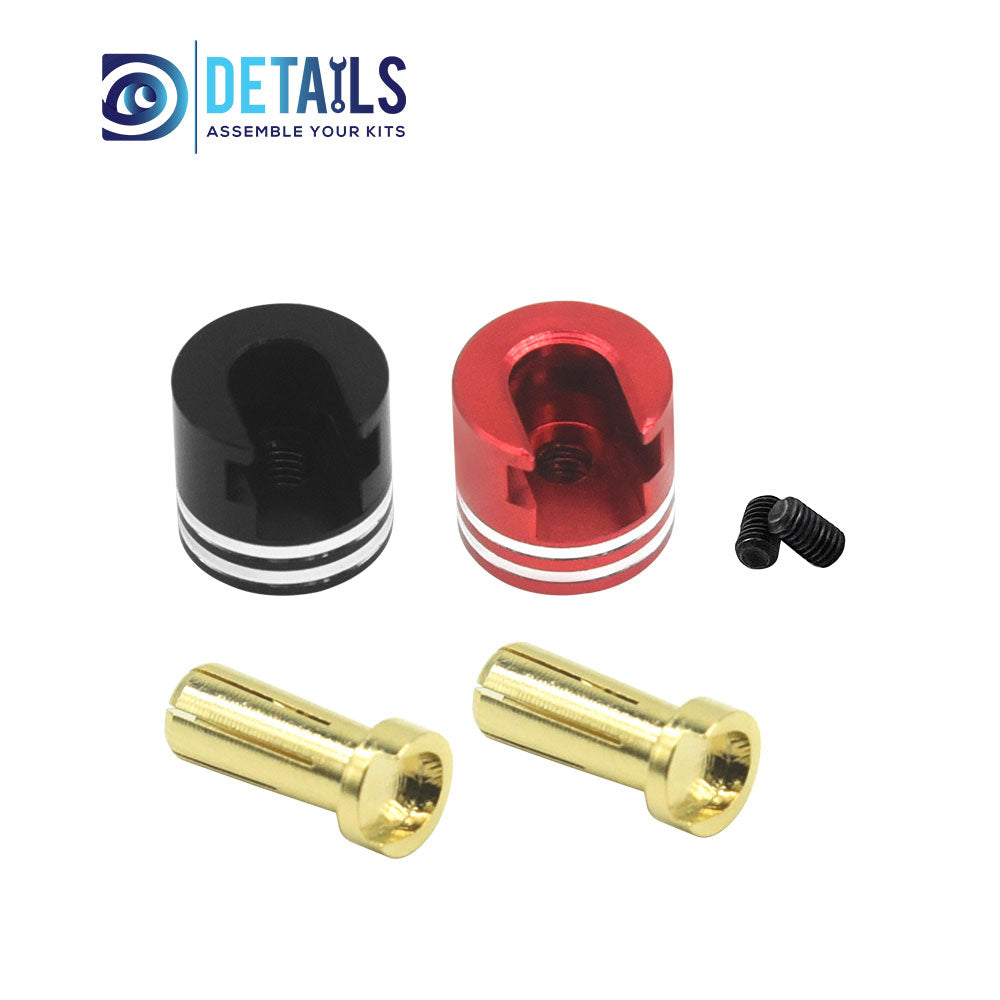 Hobby Details Heatsink Bullet Plug Grips with 5mm Bullets (Black/Red) Low profile 5.0mm 14mm