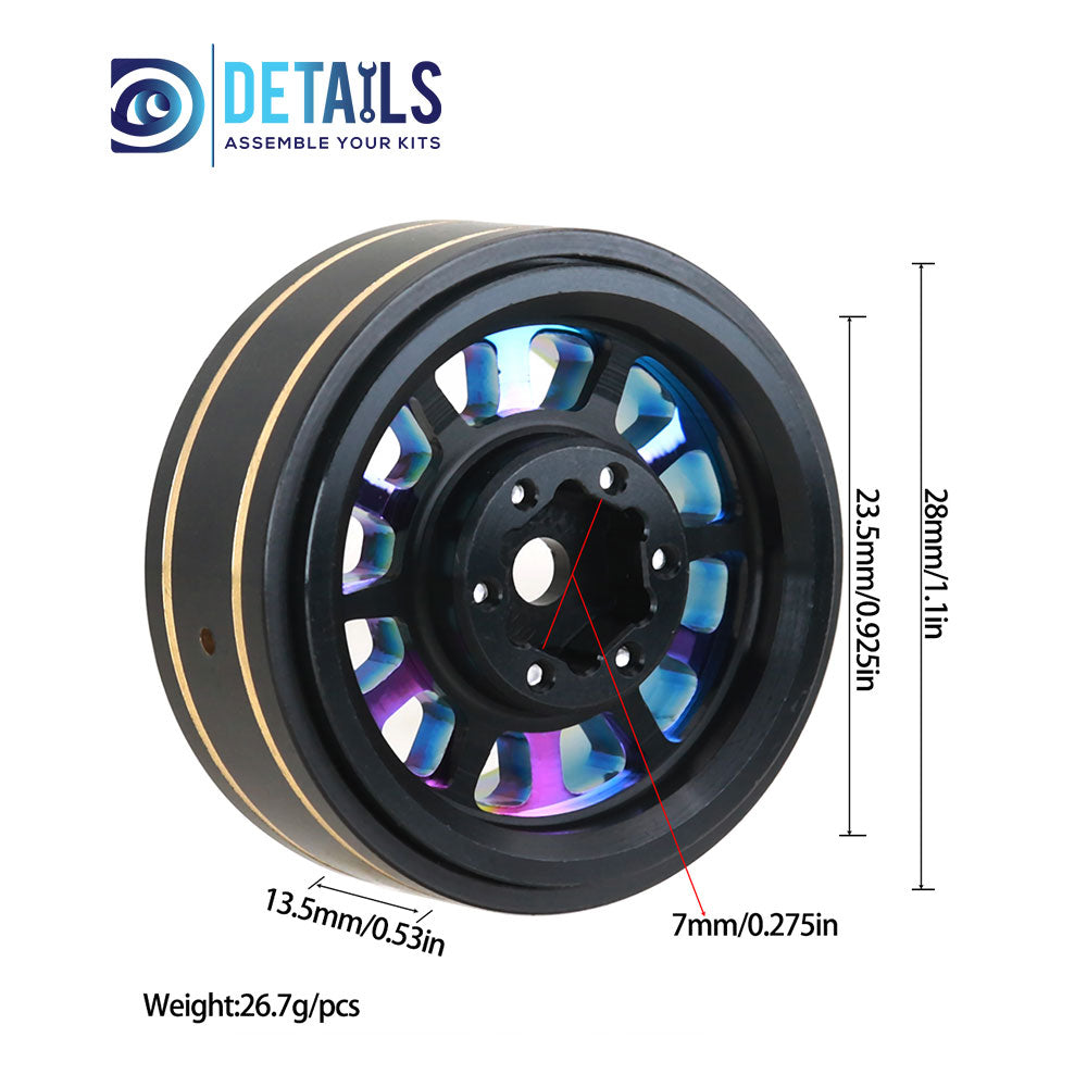 1.1" Aluminum and Brass Crawler Wheels Dazzling colour For SCX24 TRX4M 4pcs/set