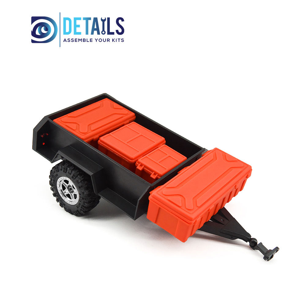 Hobby Details Plastic Mini Trailer for 1/18 1/24cars 124x78x30mm, total length 230mm with boxes A：Red boxes B：Black boxes