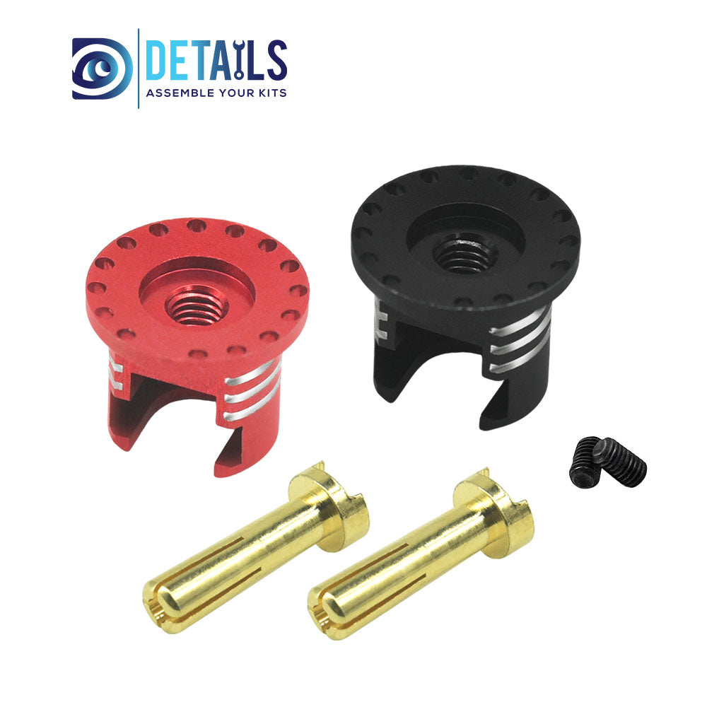 Heatsink Bullet Plug Grips with 4mm Bullets (Black/Red)