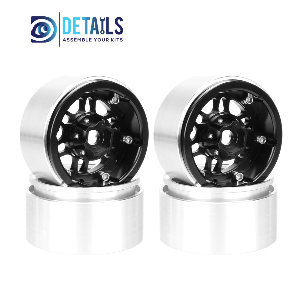 Offset -10mm Aluminum 1.9" Beadlock Wheel Rim for 1/10 RC Crawler SCX10 Pro TRX4 VS4-10 Gen8 TRX6 CAPRA 4pcs/set B