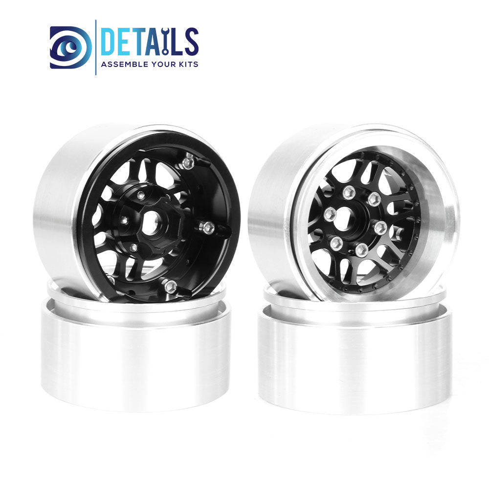 Offset -10mm Aluminum 1.9" Beadlock Wheel Rim for 1/10 RC Crawler SCX10 Pro TRX4 VS4-10 Gen8 TRX6 CAPRA 4pcs/set B