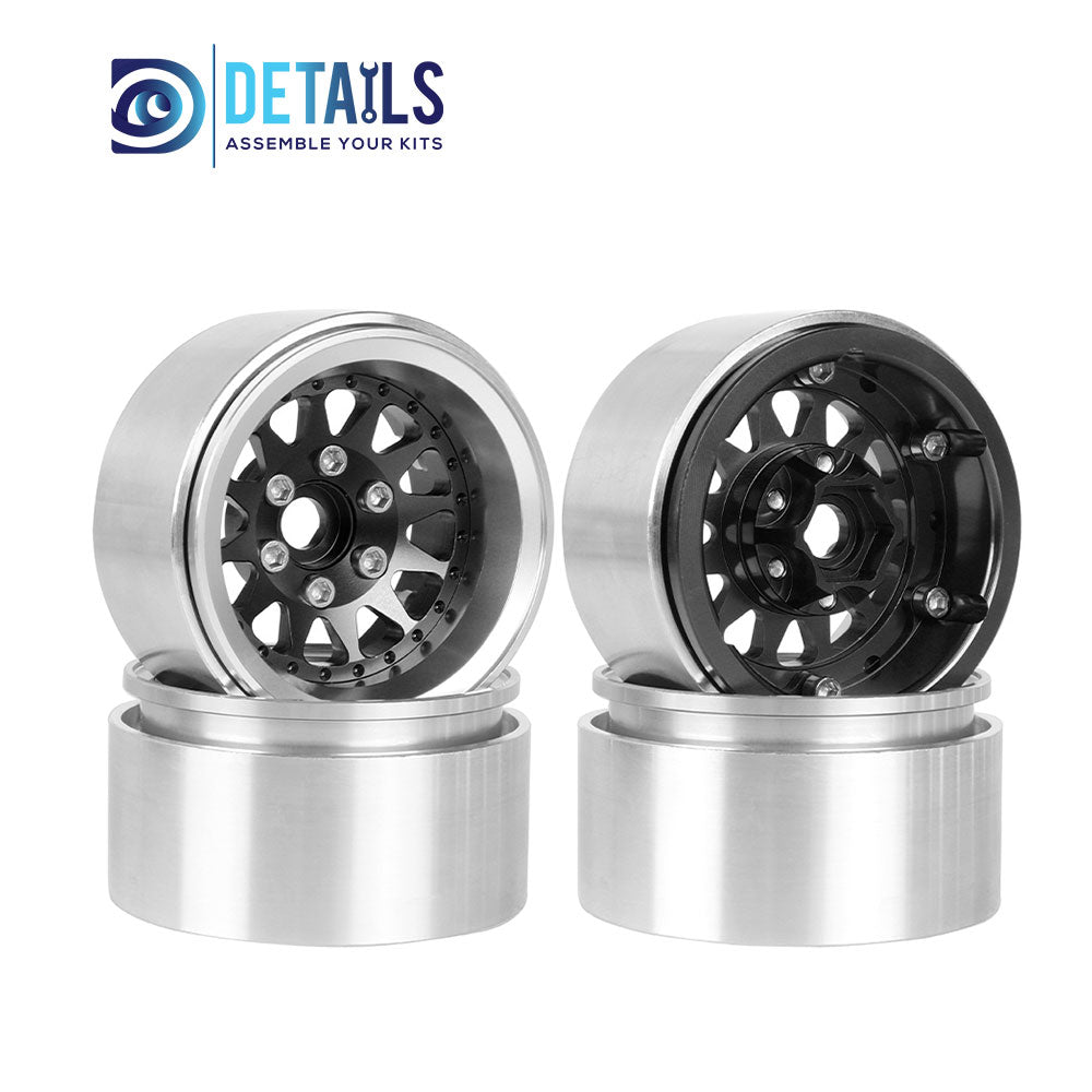 Hobby Details Offset -10mm Aluminum 1.9" Wheel Rim for 1/10 RC Crawler SCX10 Pro TRX4 VS4-10 Gen8 TRX6 CAPRA 4pcs/set A:Black B:Titanium C:Copper D:Blue