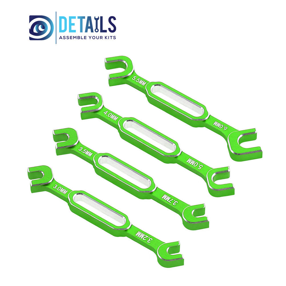 Hobby Details Aluminum Special Tool Wrench 3.0-3.2/3.5-3.7/4.0-5.0/5.5-6.0mm for Turnbuckles & Nuts RC Hobby Repair Tools 4pcs/set A:Red B:Blue C:Green D:Black