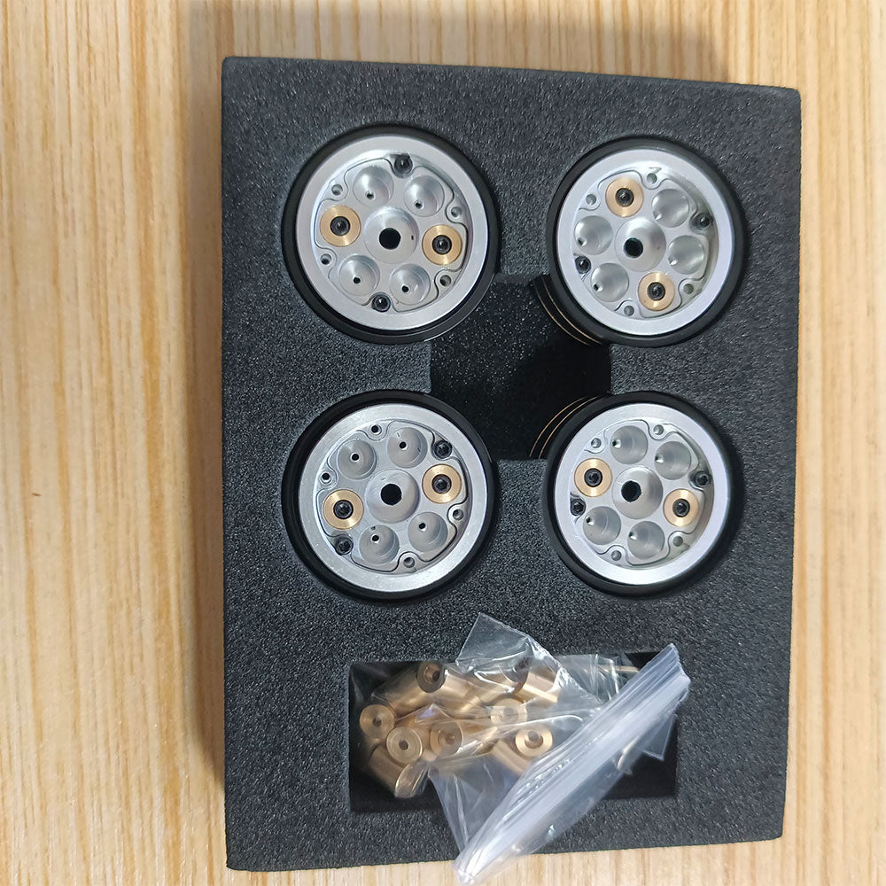 1.0" Aluminum CNC BeadLock Wheels Brass Ring with Brass Counterweight 4pcs/set