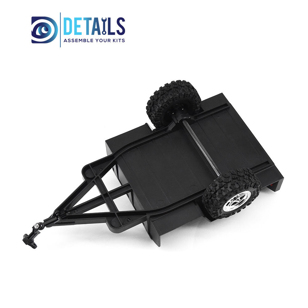 Hobby Details Plastic Mini Trailer for 1/18 1/24cars 124x78x30mm, total length 230mm Black