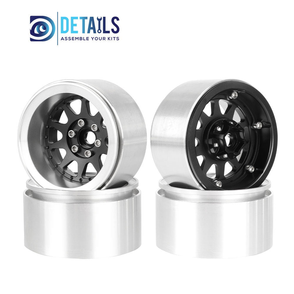 Hobby Details Offset -10mm Aluminum 2.2" Wheel Rim for 1/10 RC Crawler SCX10 Pro TRX4 VS4-10 Gen8 TRX6 CAPRA 4pcs/set A:Black B:Silver C:Titanium D:Copper