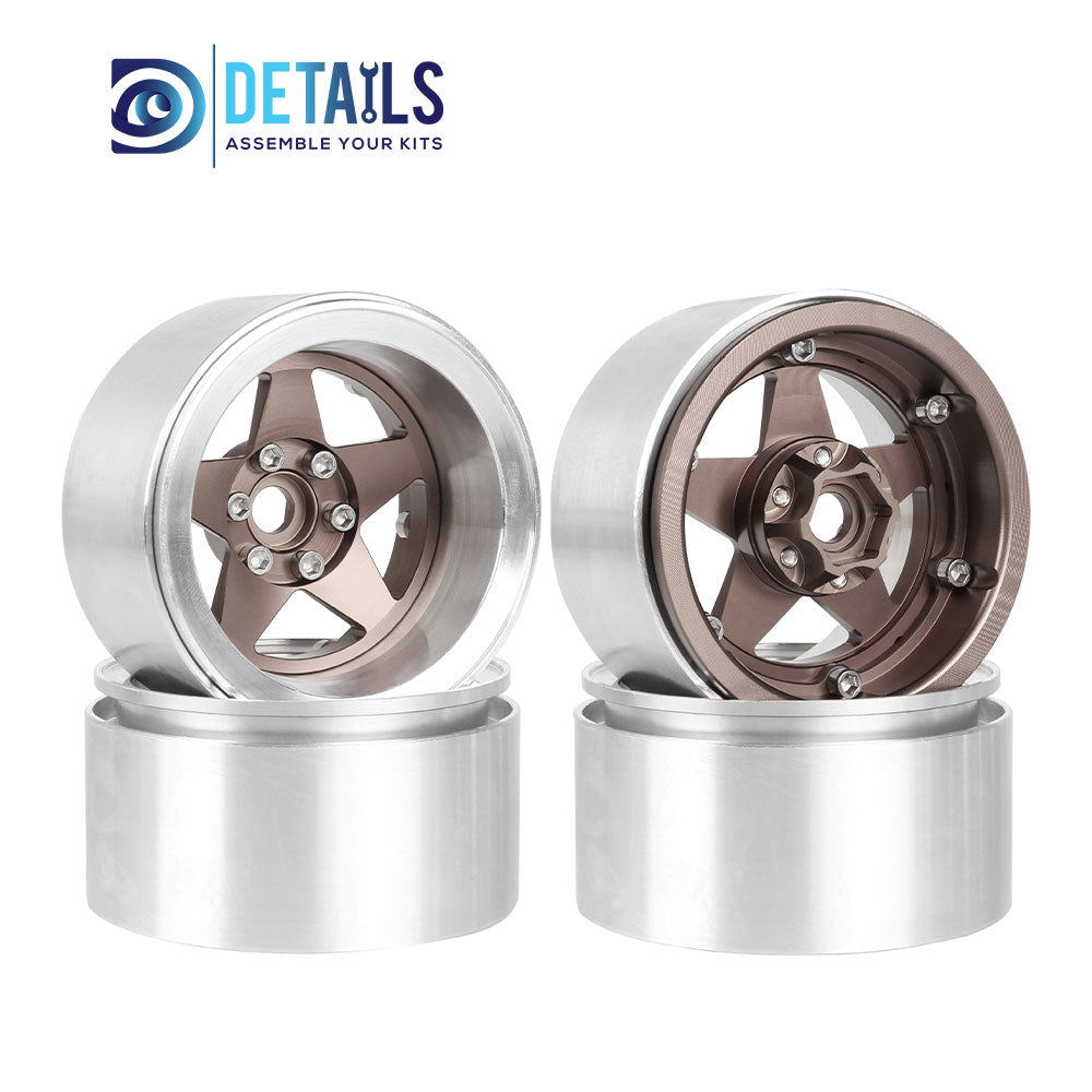 Hobby Details Offset -10mm Aluminum 2.2" Wheel Rim for 1/10 RC Crawler SCX10 Pro TRX4 VS4-10 Gen8 TRX6 CAPRA 4pcs/set A:Black B:Silver C:Titanium D:Copper