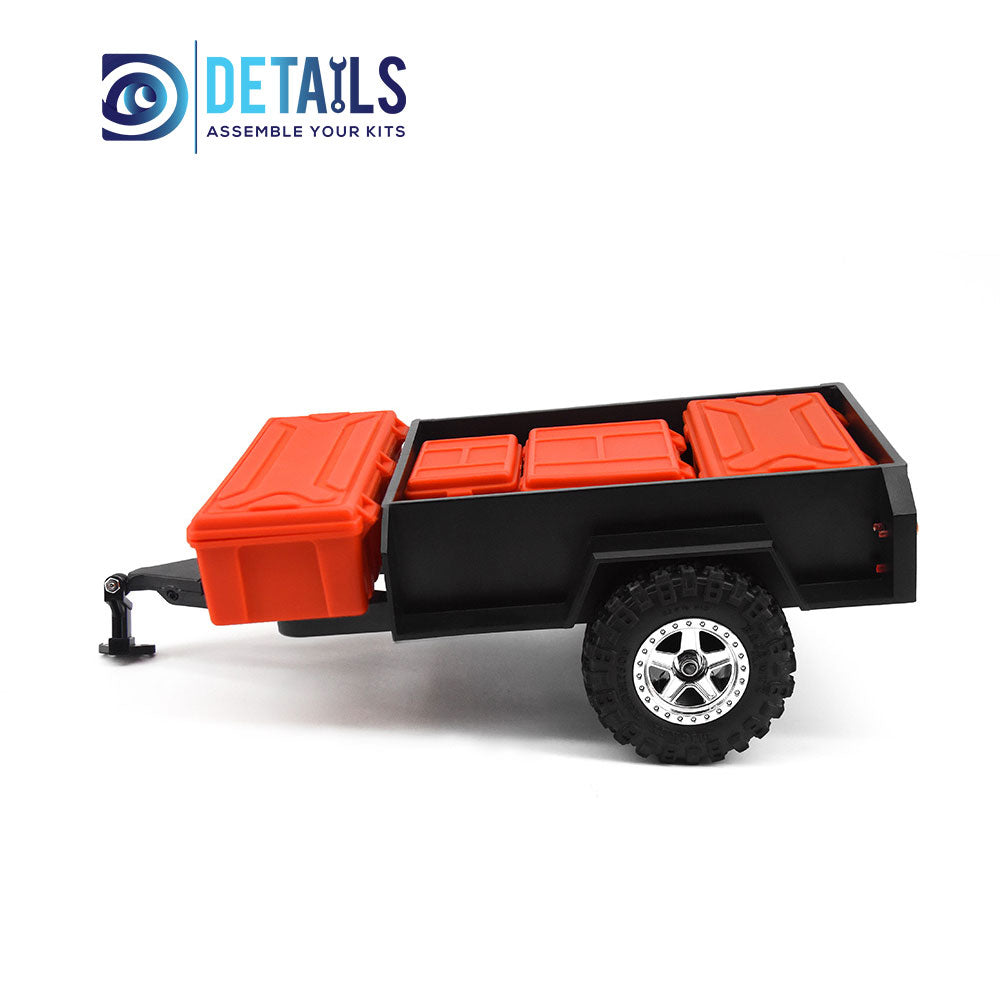 Hobby Details Plastic Mini Trailer for 1/18 1/24cars 124x78x30mm, total length 230mm with boxes A：Red boxes B：Black boxes