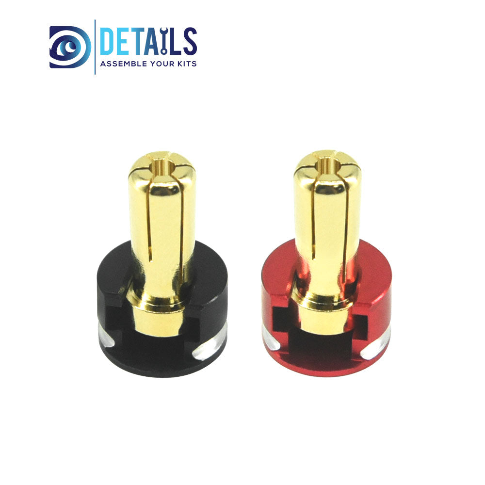 Hobby Details LOWPRO Heatsink Bullet Plug Grips with 5mm Bullets (Black/Red) Low profile 5.0mm 14mm