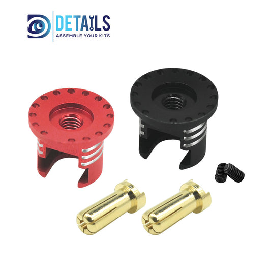Heatsink Bullet Plug Grips with 5mm Bullets (Black/Red)  Low profile 5.0mm 14mm