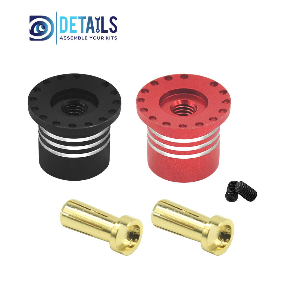 Heatsink Bullet Plug Grips with 5mm Bullets (Black/Red)  Low profile 5.0mm 14mm