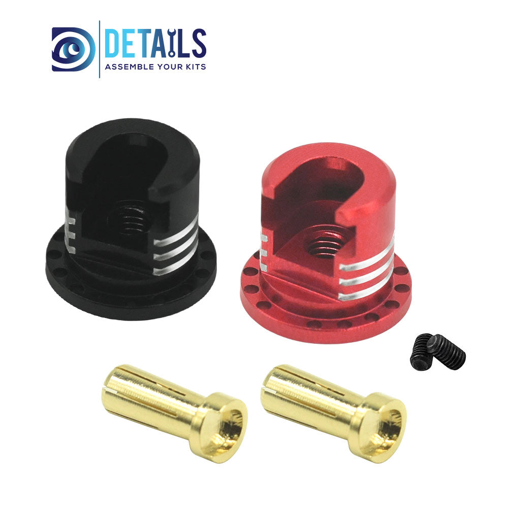 Heatsink Bullet Plug Grips with 5mm Bullets (Black/Red)  Low profile 5.0mm 14mm