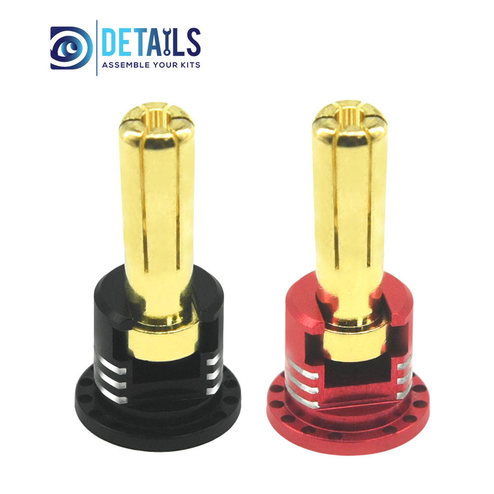 Heatsink Bullet Plug Grips with 5mm Bullets (Black/Red)  Low profile 5.0mm 14mm