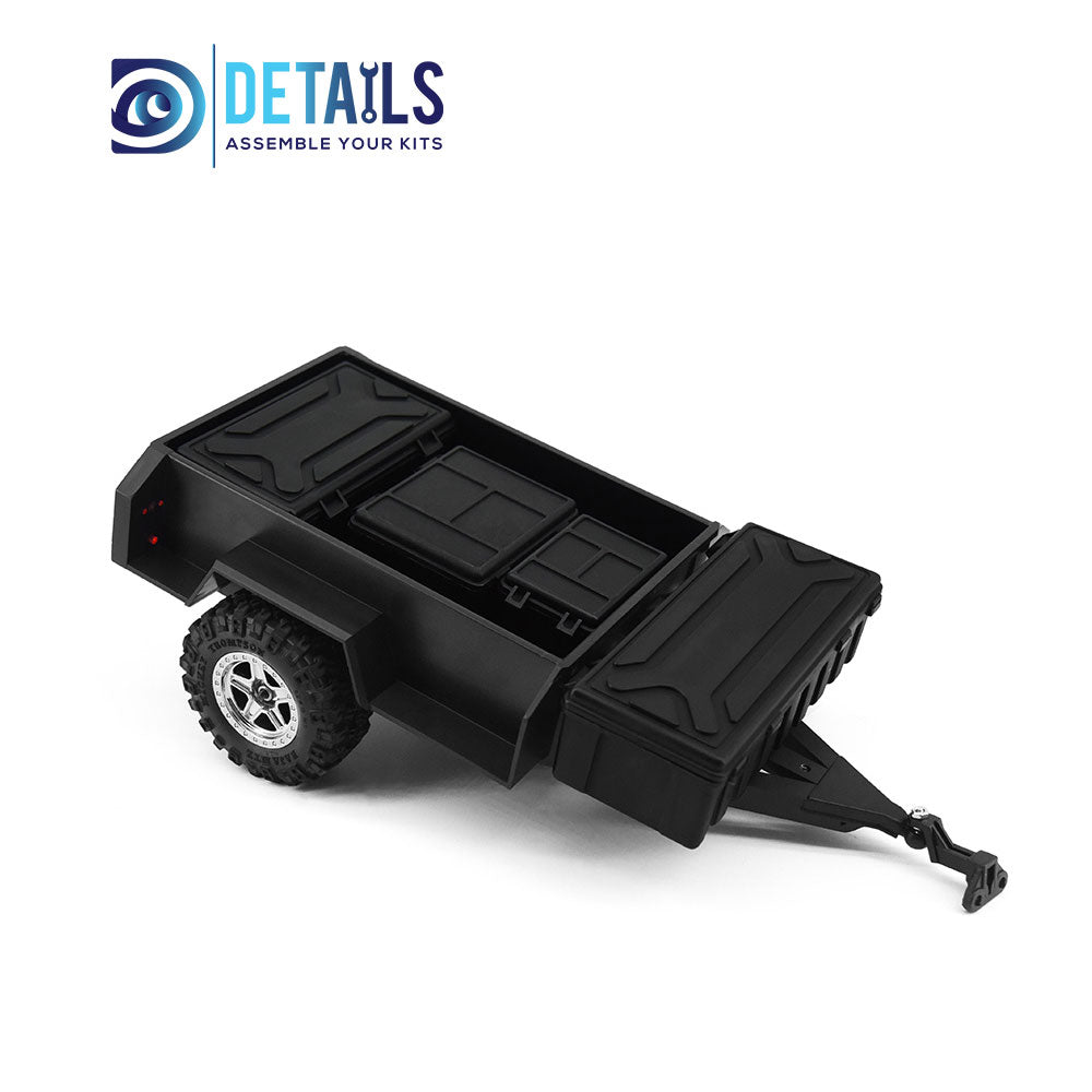 Hobby Details Plastic Mini Trailer for 1/18 1/24cars 124x78x30mm, total length 230mm with boxes A：Red boxes B：Black boxes
