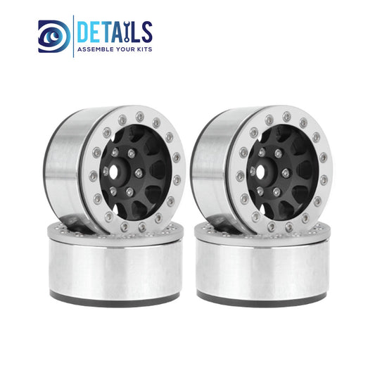 DTCW03018 1.55" Aluminum CNC BeadLock Wheels 4pcs/set 46x23mm Black Silver