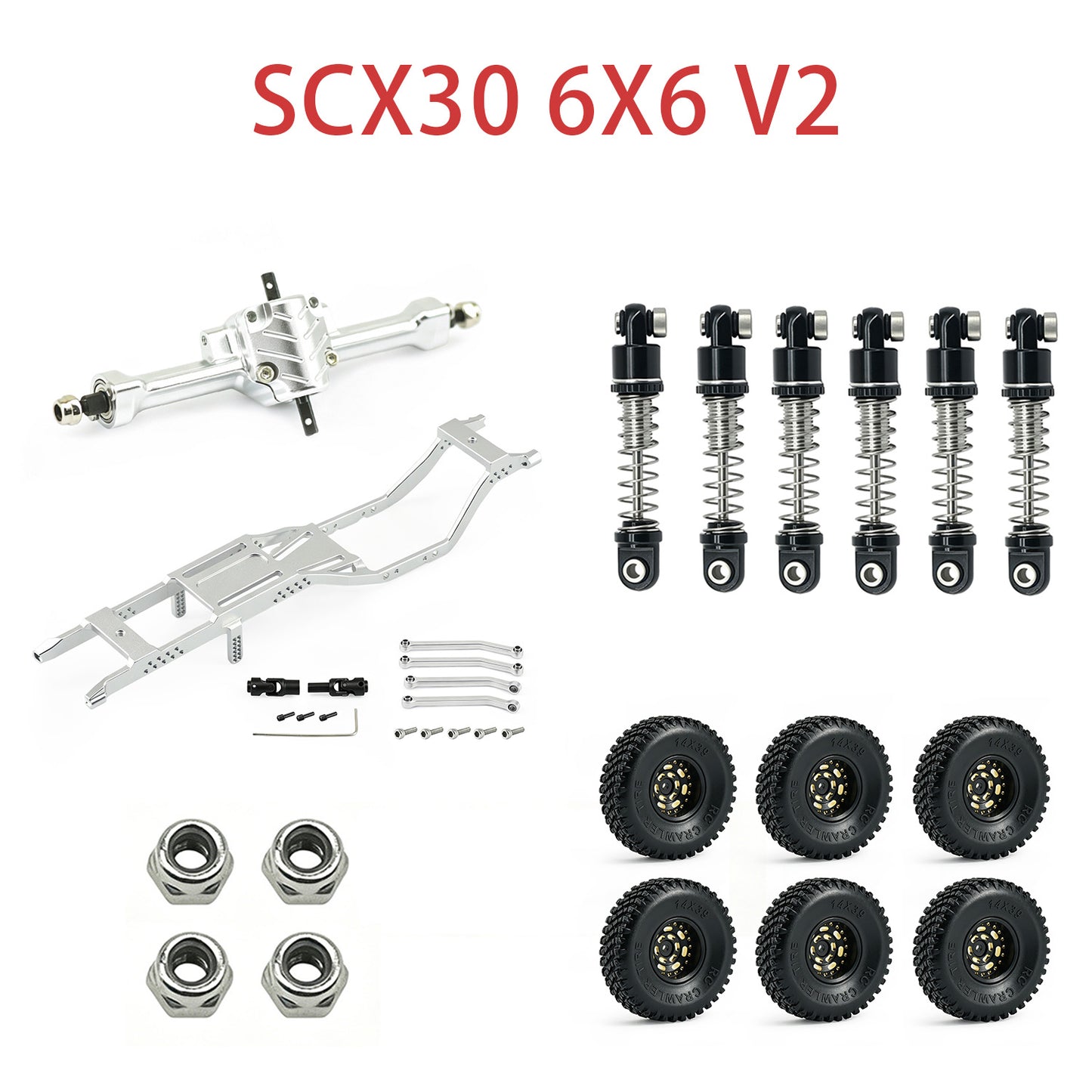 Hobbydetails SCX30 6X6 Metal Parts Aluminum Set