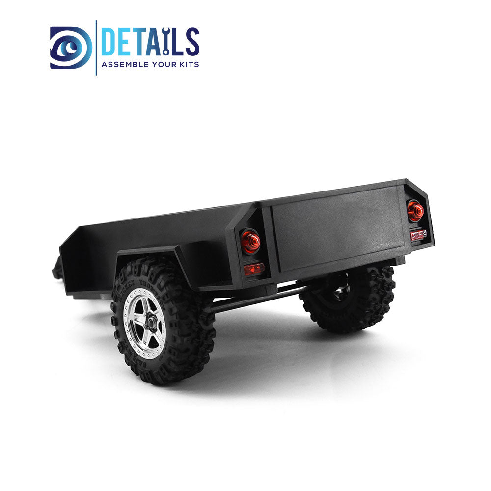 Hobby Details Plastic Mini Trailer for 1/18 1/24cars 124x78x30mm, total length 230mm Black