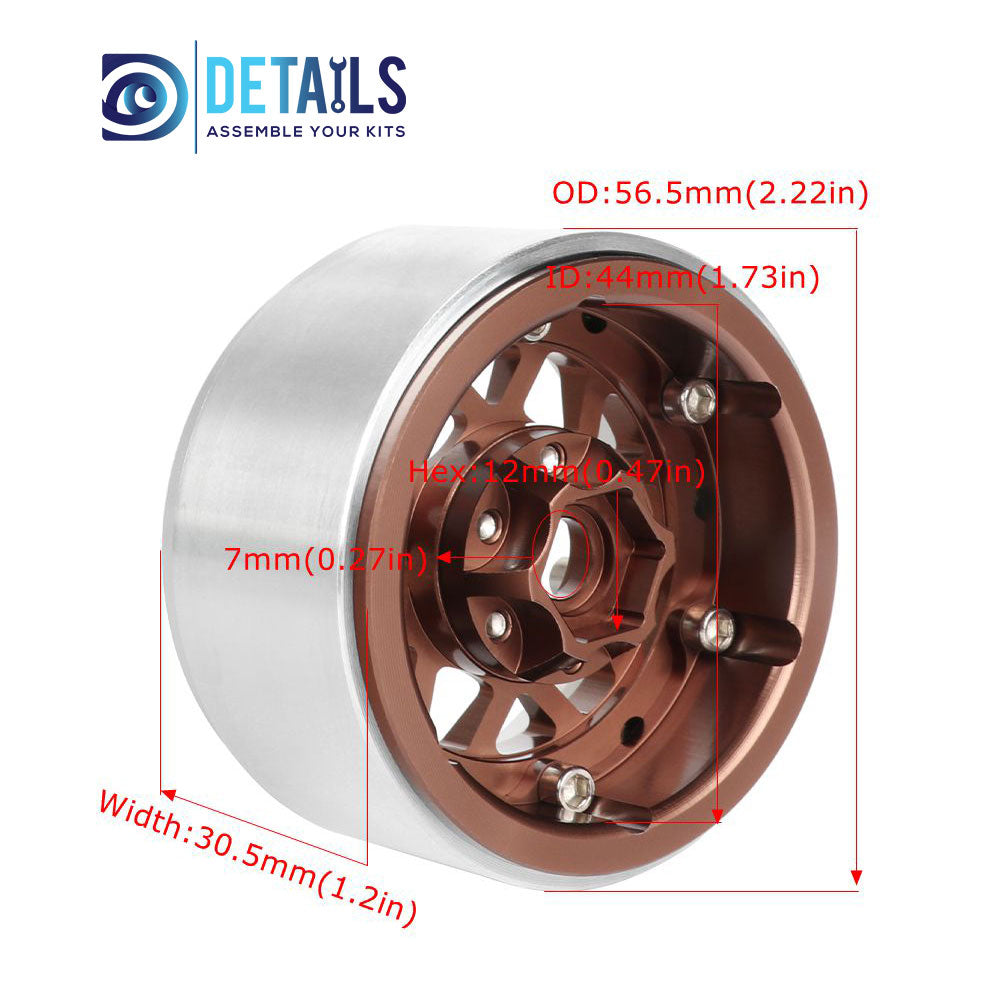 Hobby Details Offset -10mm Aluminum 1.9" Wheel Rim for 1/10 RC Crawler SCX10 Pro TRX4 VS4-10 Gen8 TRX6 CAPRA 4pcs/set A:Black B:Silver C:Titanium D:Copper