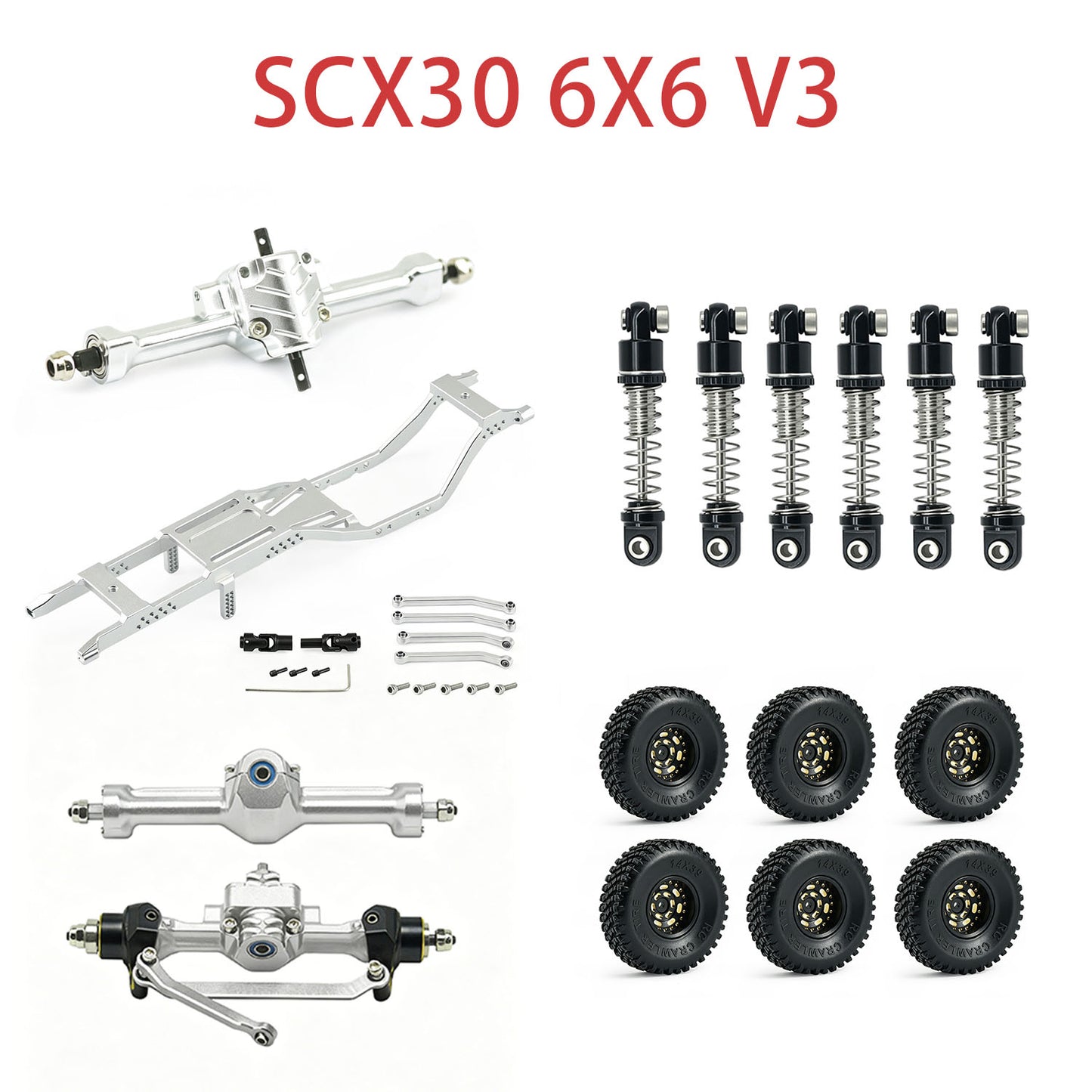 Hobbydetails SCX30 6X6 Metal Parts Aluminum Set