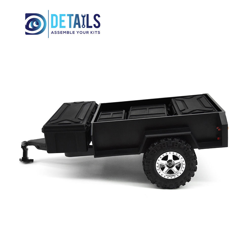 Hobby Details Plastic Mini Trailer for 1/18 1/24cars 124x78x30mm, total length 230mm with boxes A：Red boxes B：Black boxes